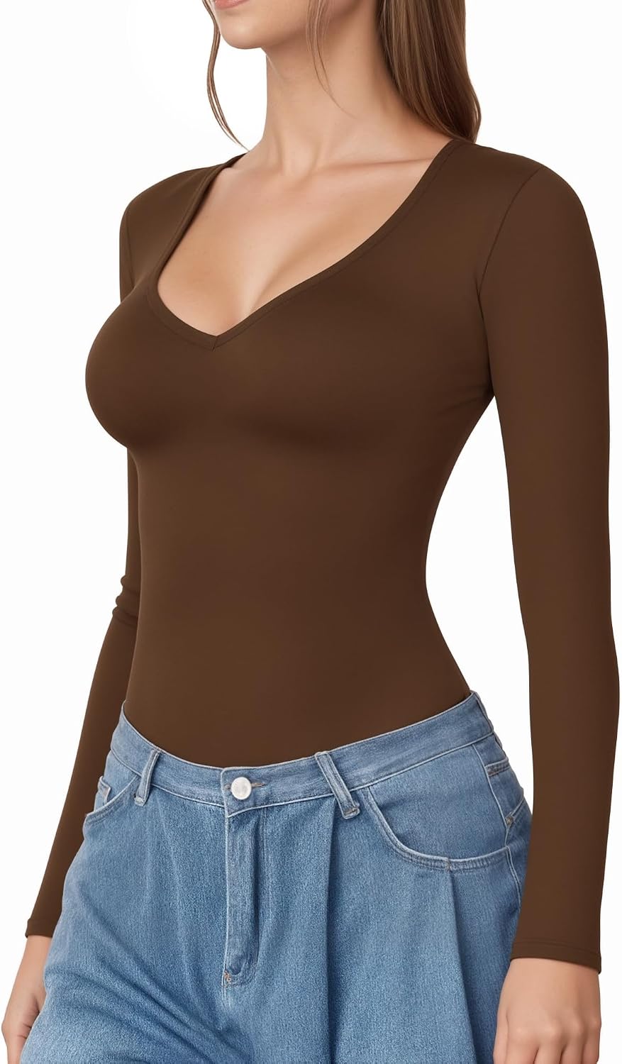 Thumbnail 1 de ALGALAROUND Women's Long Sleeve V-Neck T-Shirt – Slim Fit Basic Top