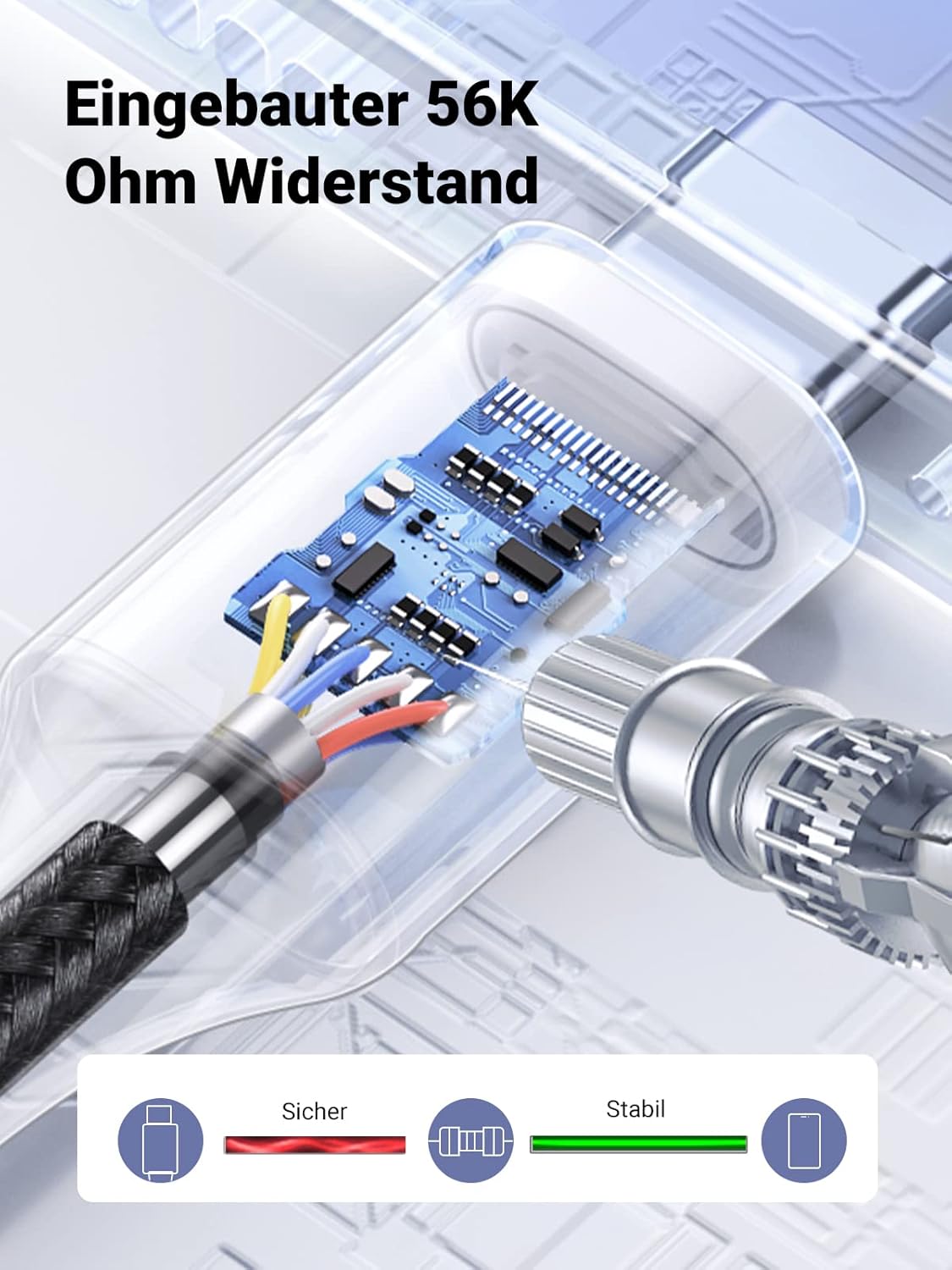 Detalle de UGREEN USB‑C Ladekabel (USB auf USB‑C) – nylon-ummanteltes Schnellladekabel für iPhone & Galaxy