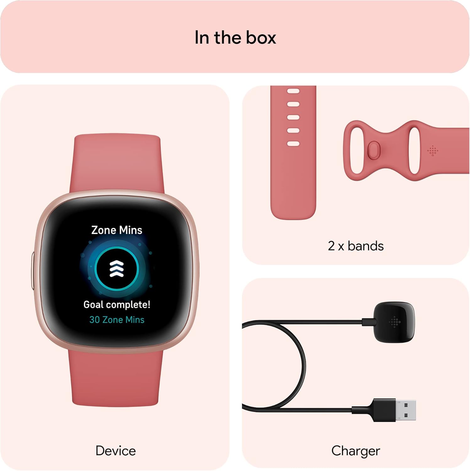 Thumbnail 6 de Fitbit Versa 4 Fitness Smartwatch with Daily Readiness, Built-in GPS, 24/7 Heart Rate (Pink Sand/Copper Rose)