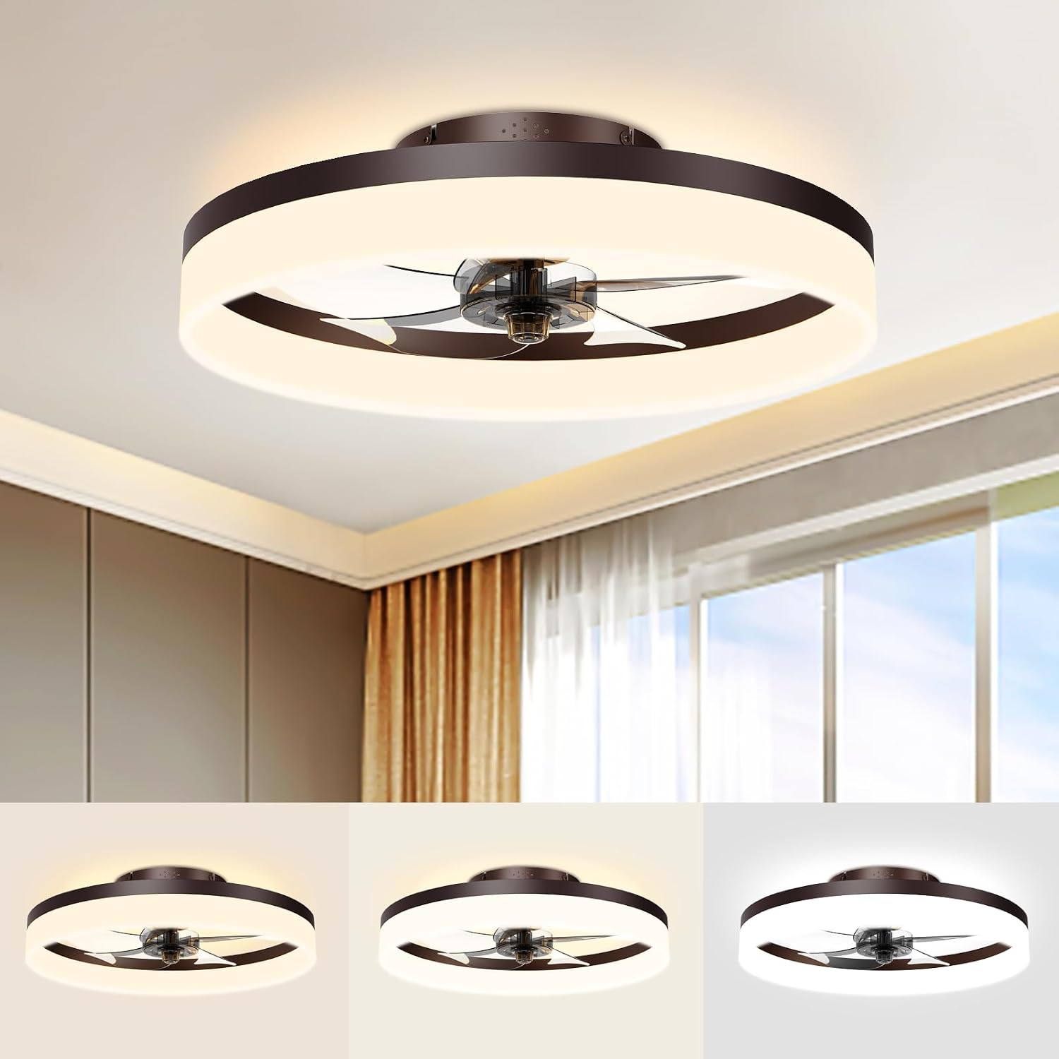 Detalle de VOLISUN Ceiling Fan with Light, 19.7-Inch