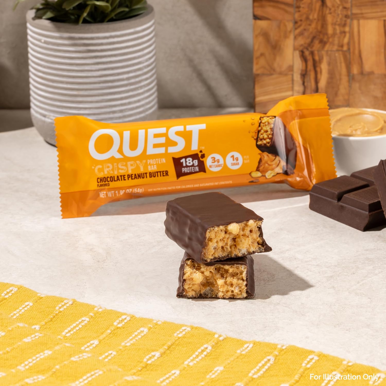 Detalle 2 de Quest Nutrition Crispy Protein Bar, Chocolate Peanut Butter, 4 Count