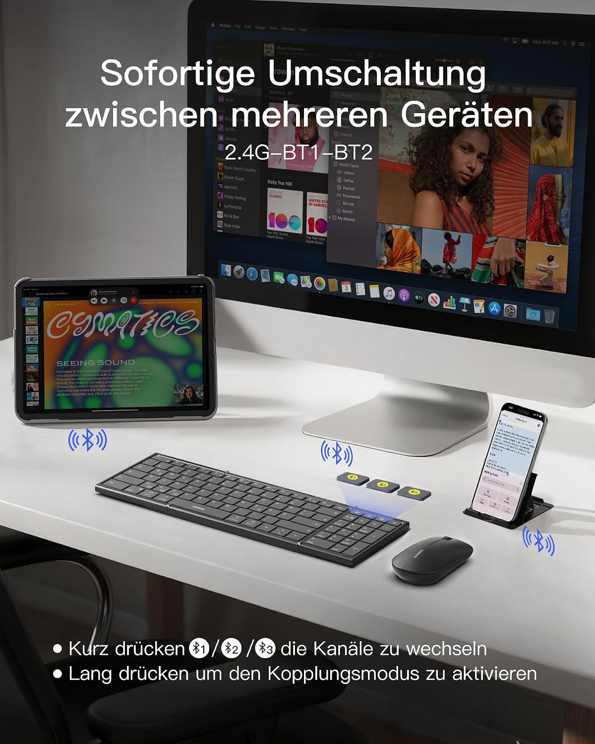 Detalle 2 de Inateck Nomad N0158 faltbare Tastatur 4–13 Zoll