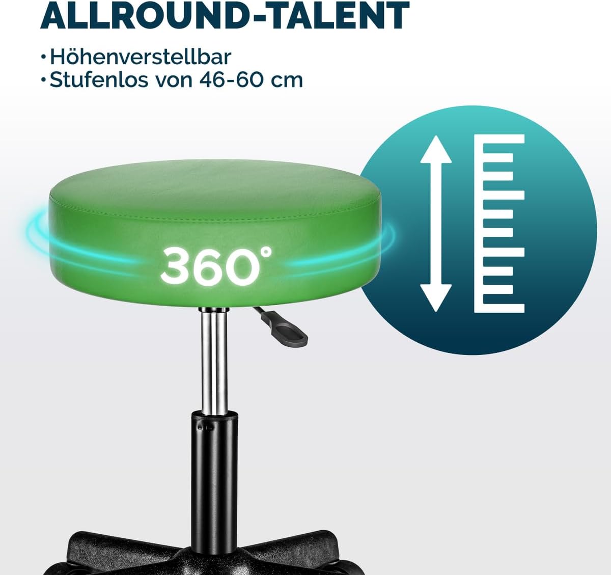 Thumbnail 4 de Casaria® Rollhocker höhenverstellbar 46-60 cm