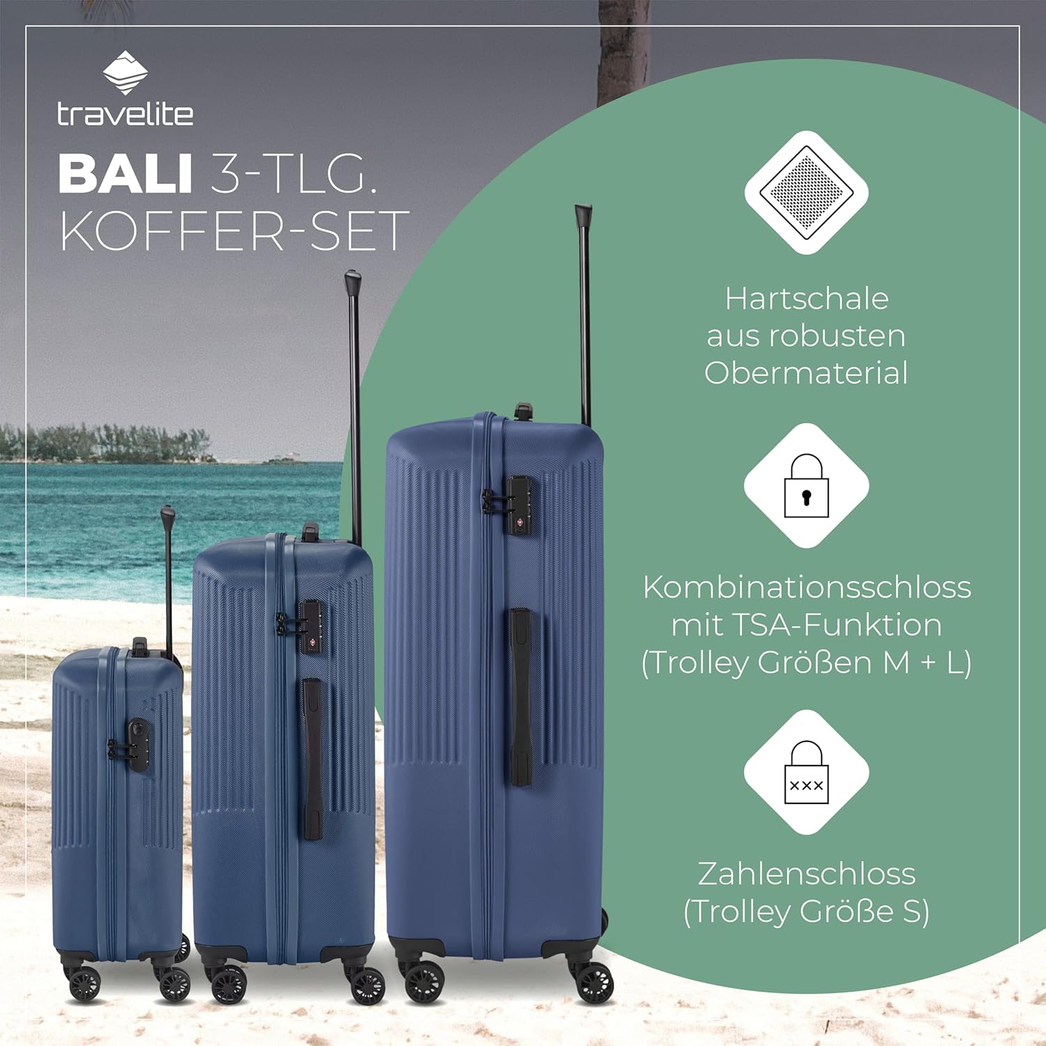 Detalle 2 de Travelite 4‑Rad Koffer Set 96 l