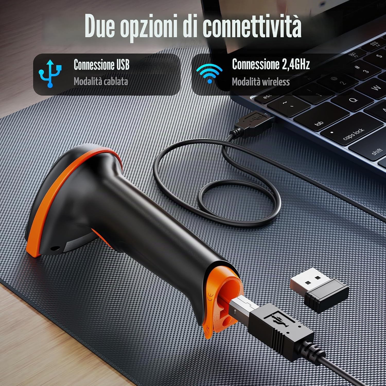 Detalle de Tera 2D QR lettore di codici a barre wireless USB-Cablato 1D/2D con batteria 2000 mAh