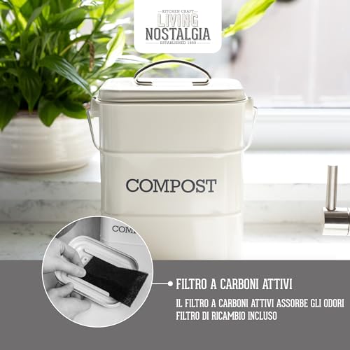 Thumbnail 2 de KitchenCraft Living Nostalgia Compostiera da Cucina in Metallo, 3 L, crema antico