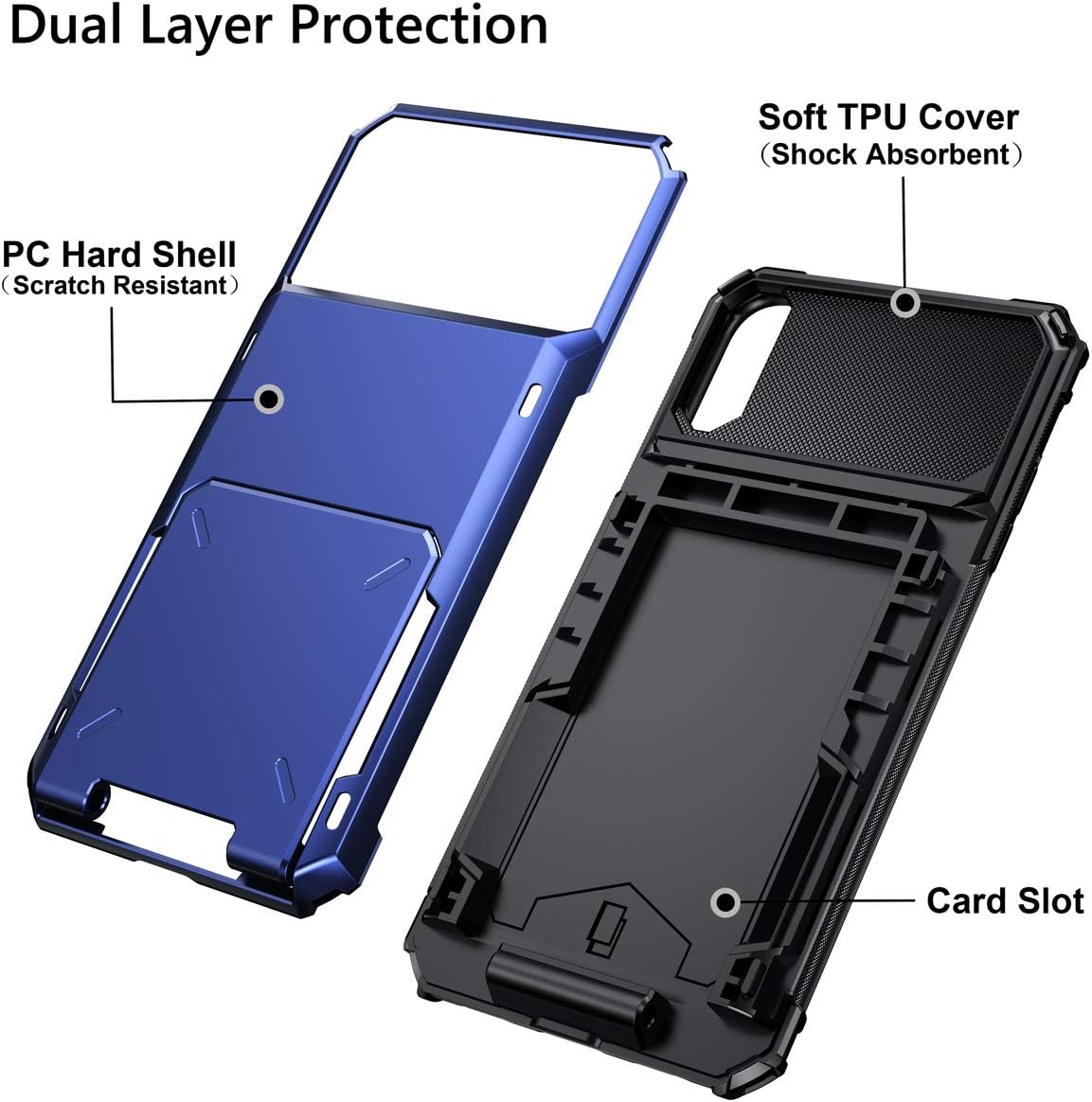 Detalle 2 de Vofolen Fcard-Xs Max-Navy Wallet Case for iPhone XS Max, 4-Card Holder