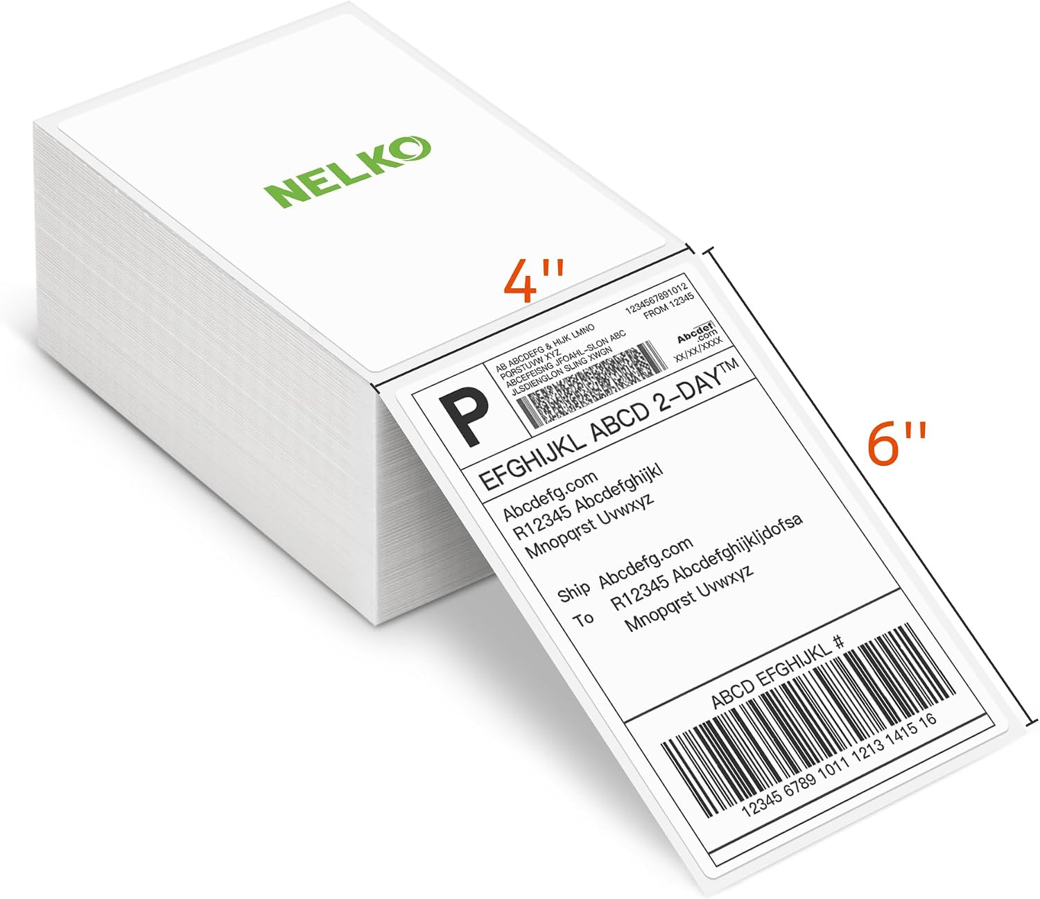 Thumbnail 2 de Nelko P64 thermische verzendlabels 4x6, fanfold, 500 stuks, wit