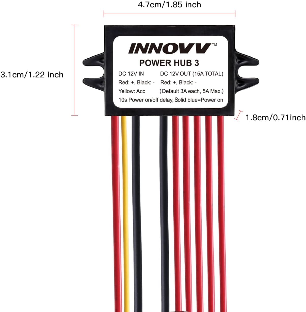 Thumbnail 1 de INNOVV Power Hub 3: centralina di distribuzione DC 12V fino a 5 dispositivi per moto (15 A)