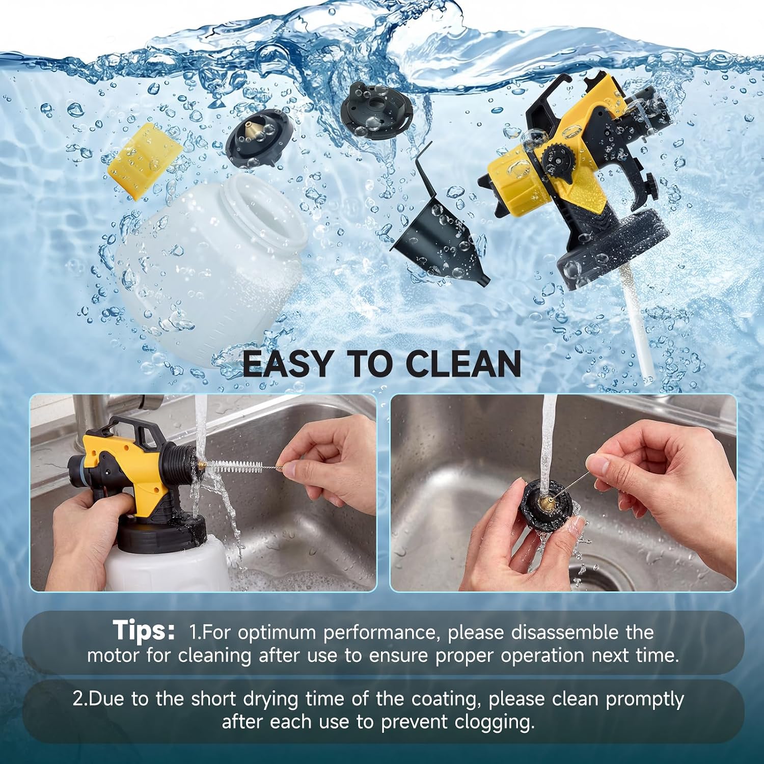 Thumbnail 6 de Fence Paint Sprayer for Walls and Ceilings – 700W HVLP with 1400ml Cup and 5 Nozzles
