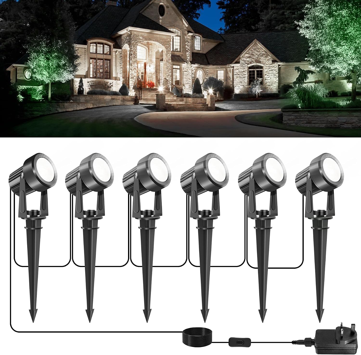 Detalle de NATPOW Garden Lights 6000K LED Spotlight ⌁