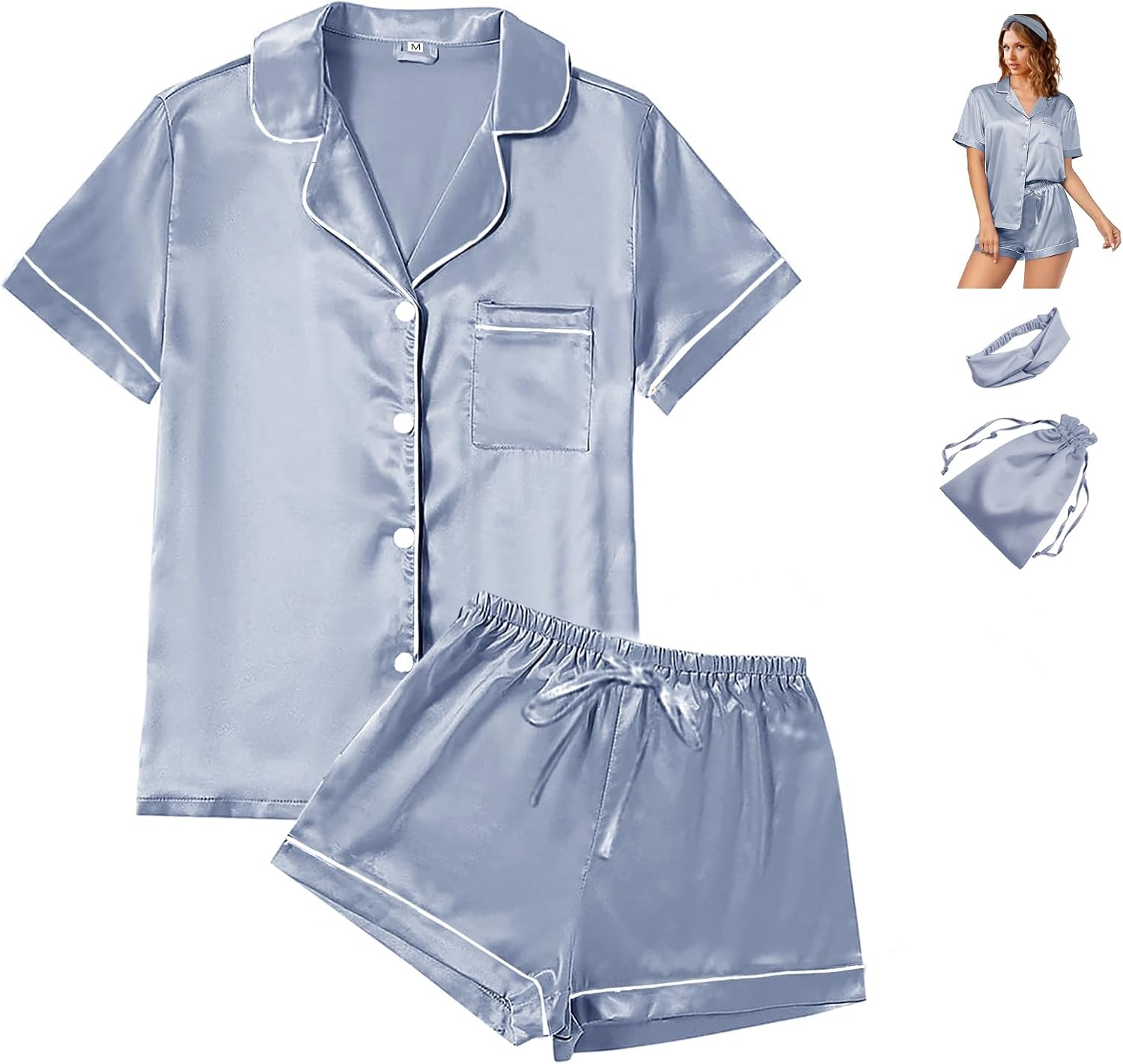 Thumbnail 3 de Floral Satin Pajama Set 4Pcs