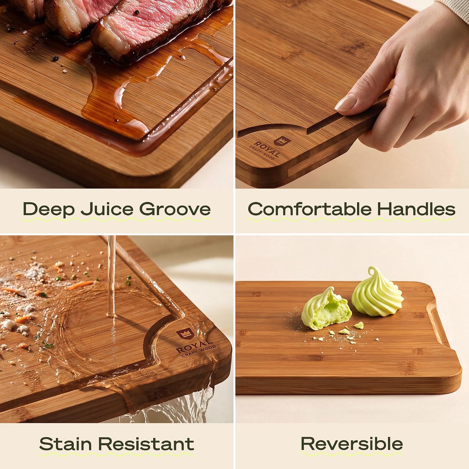 Thumbnail 3 de ROYAL CRAFT WOOD 3-Piece Bamboo Cutting Board Set 🍽