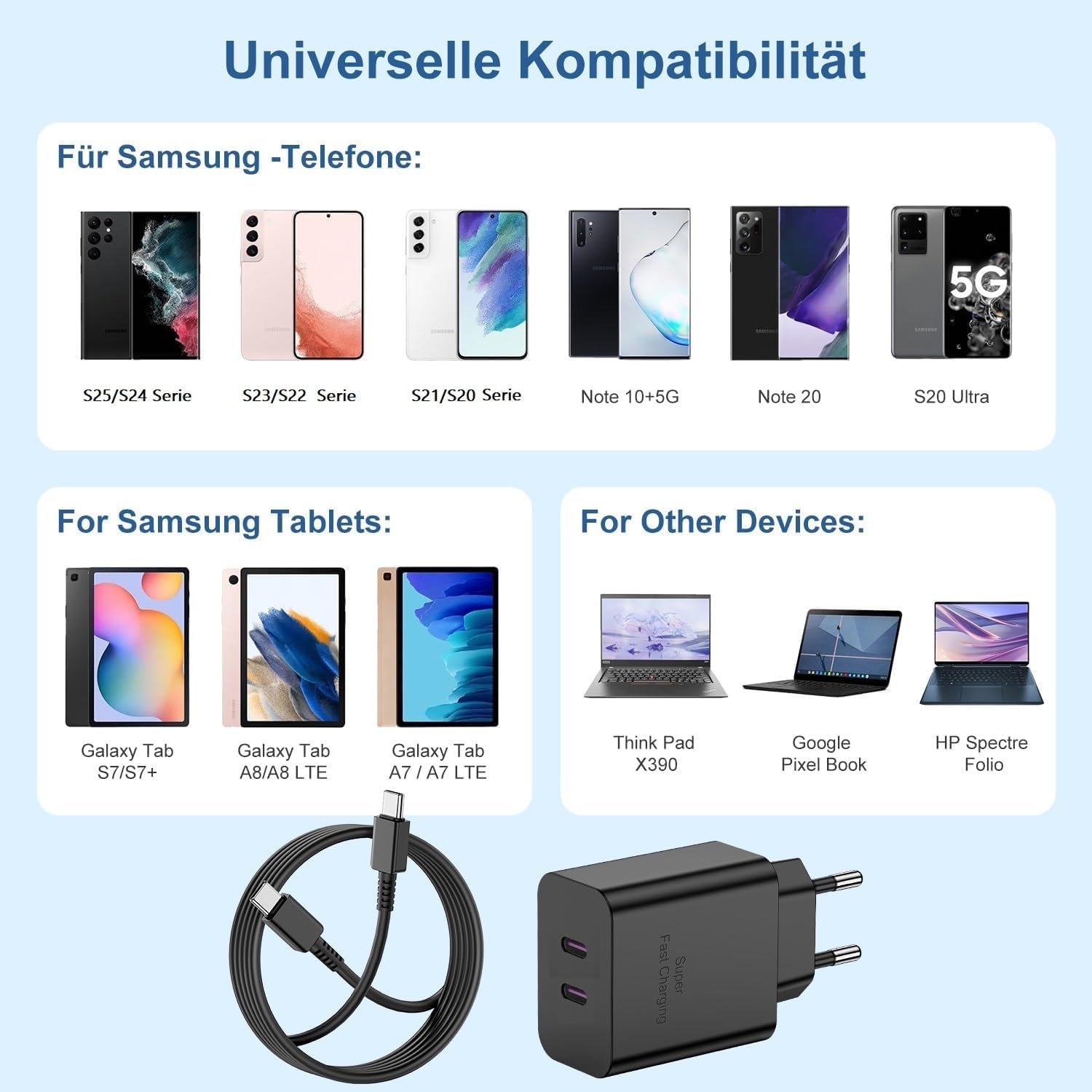 Thumbnail 6 de Chargeur USB-C 45W Samsung S26 – 2 ports, câbles 2 m & 3 m