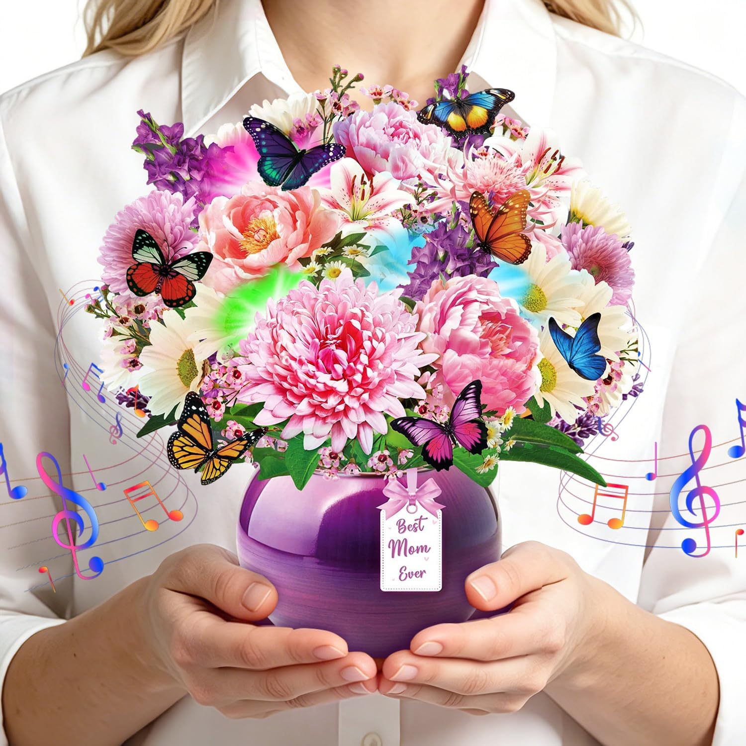 Detalle de Rayilyn 3D Pop-Up Peony Thank You Card for Mom with Music and Lights
