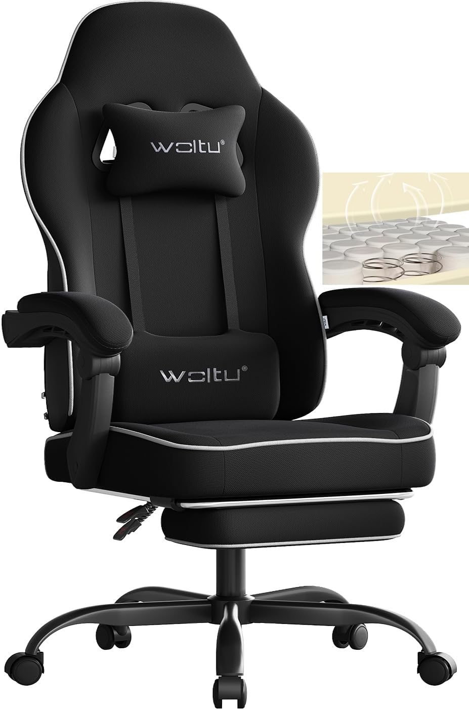 WOLTU Gaming Stuhl Stoff ergonomisch 150 kg