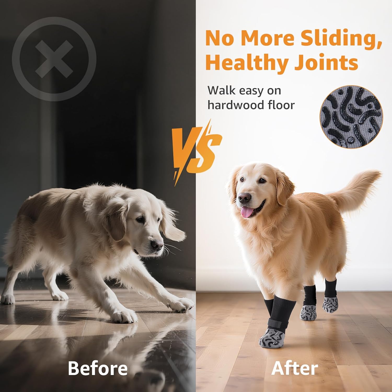 Thumbnail 1 de 2 Pairs Dog Socks with Grips (Paws Stop Licking) – Anti-slip adjustable paw protectors, Size L