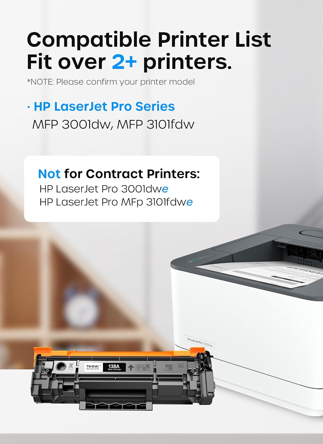 Detalle de Timink H138A-2P Compatible Black Toner Cartridges, 2-Pack, 1,500 Pages Each