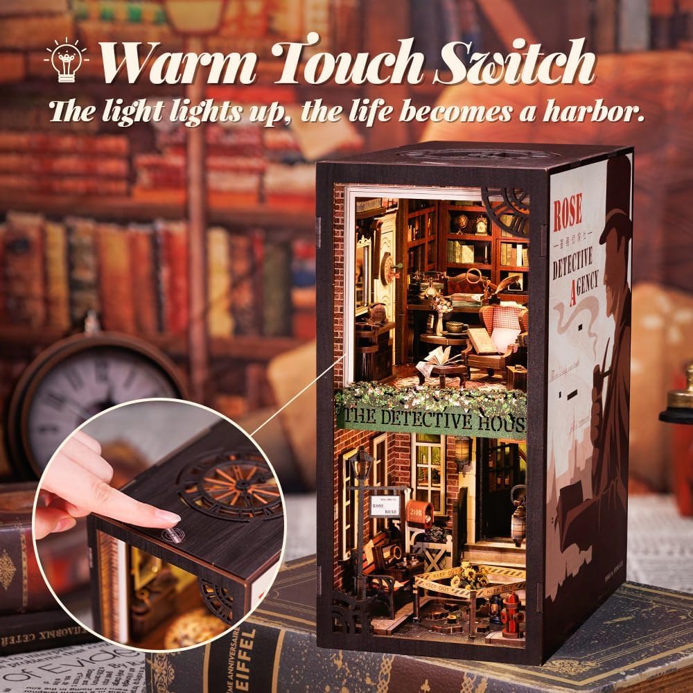Detalle de Fsolis Book Nook Kit Rose Detective Agency — 3D Wooden Puzzle Miniature House for Adult DIY