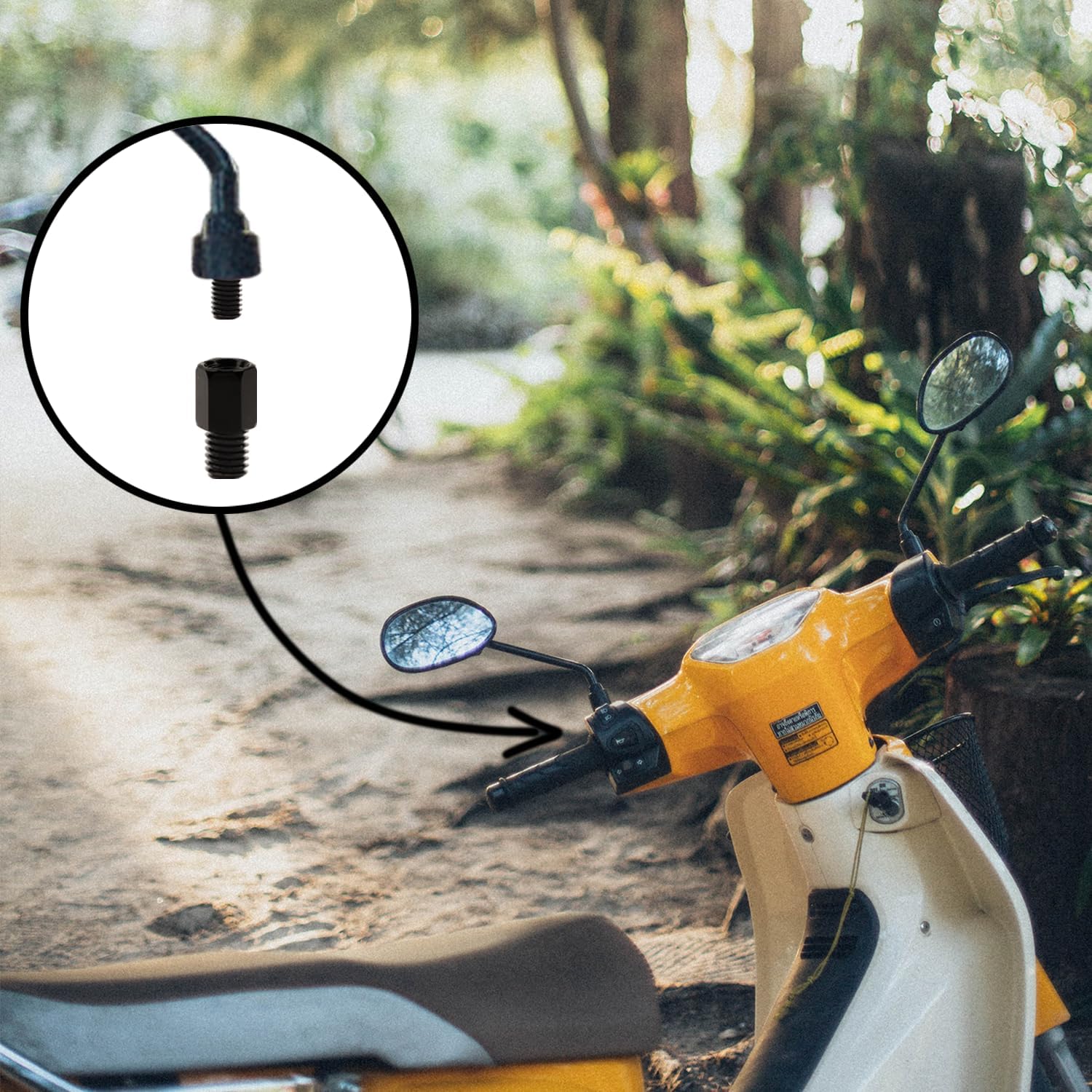 Detalle de AMZSKU M8 naar M10 spiegeladapter voor motorfiets, rechte schroefdraad, set van 2