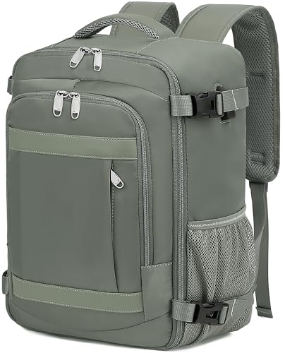 Detalle de KLOSTAIN Sac à Dos Voyage Cabine Avion 45x36x20 cm – 30 L, 14" + Compartiment sécurisé, Vert