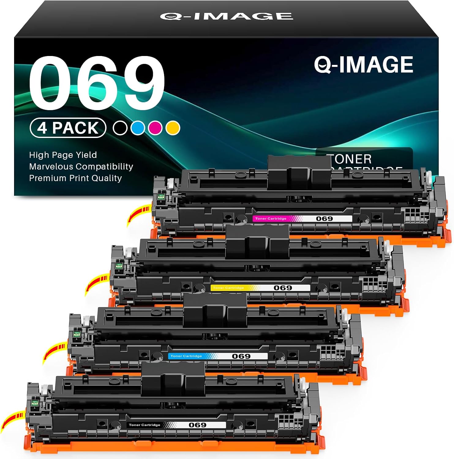 Pack de 4 cartouches toner compatibles Canon 069 / 069H (Noir + CMJ) pour Canon imageCLASS et LBP