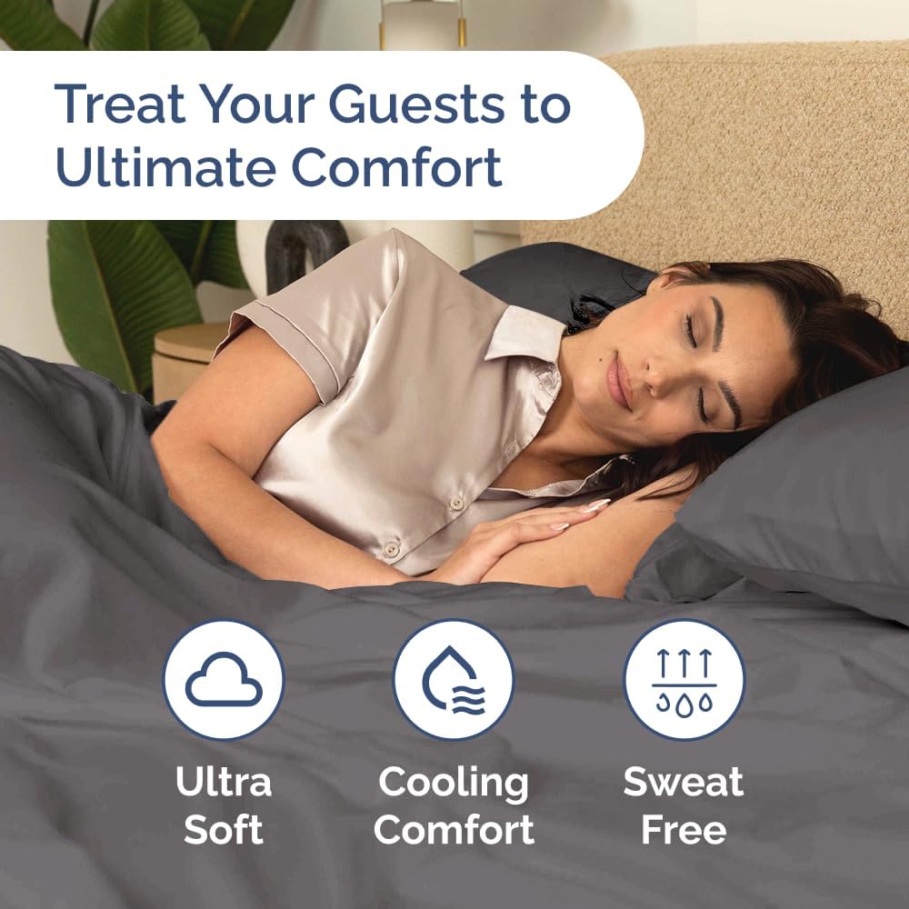 Thumbnail 2 de Queen 6 Piece Sheet Set – Comfy, Breathable & Cooling in Dark Grey