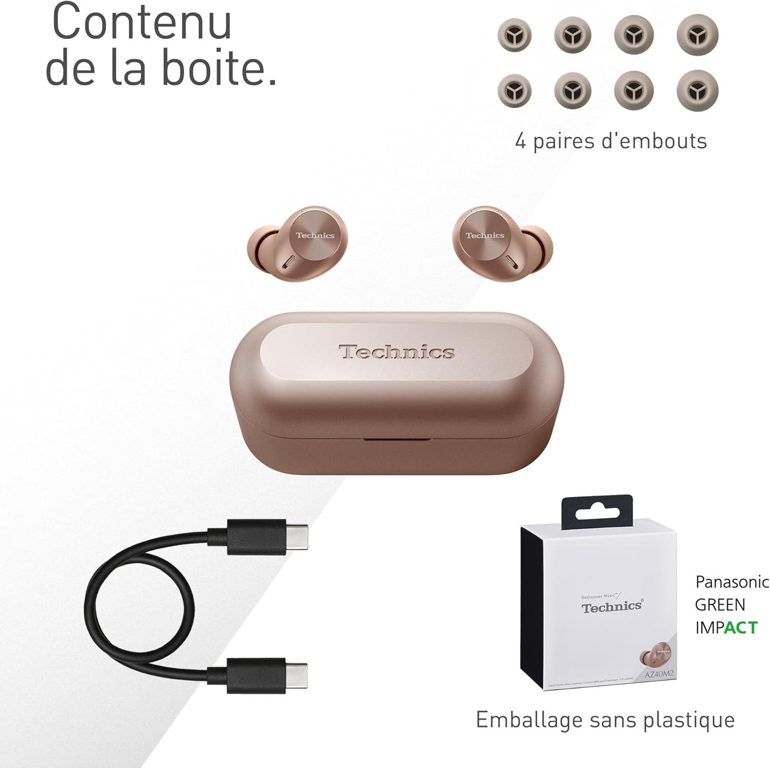 Thumbnail 5 de Technics EAH-AZ40M2EN: Écouteurs sans fil avec ANC et multipoint – rose