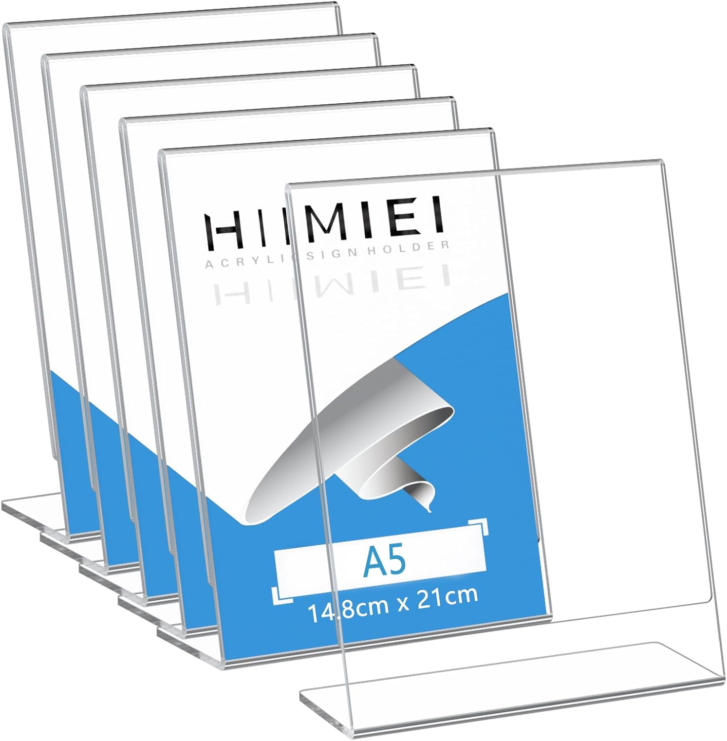 HIIMIEI A5 Tischaufsteller schräg aus klarem Acryl (6 Stück) für Menüs, Poster & Dokumente
