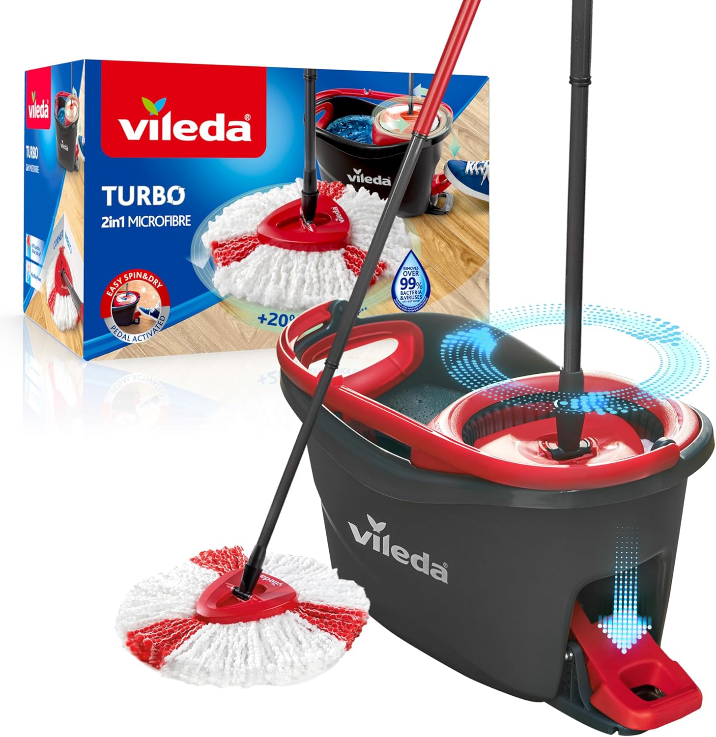 Thumbnail 1 de Vileda Turbo Microfibre Spin Mop 1 set 🧹
