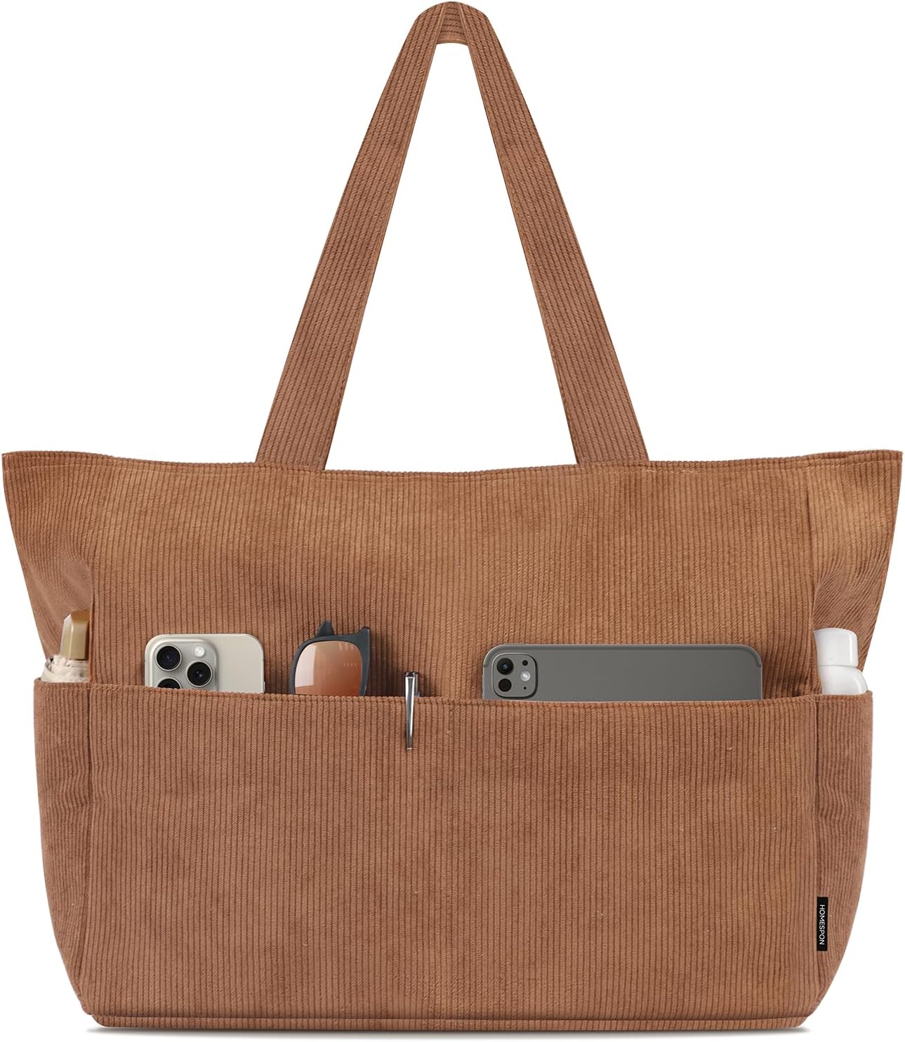 Thumbnail 6 de HOMESPON corduroy tote bag for women with zip – large foldable shoulder bag for work, school and travel