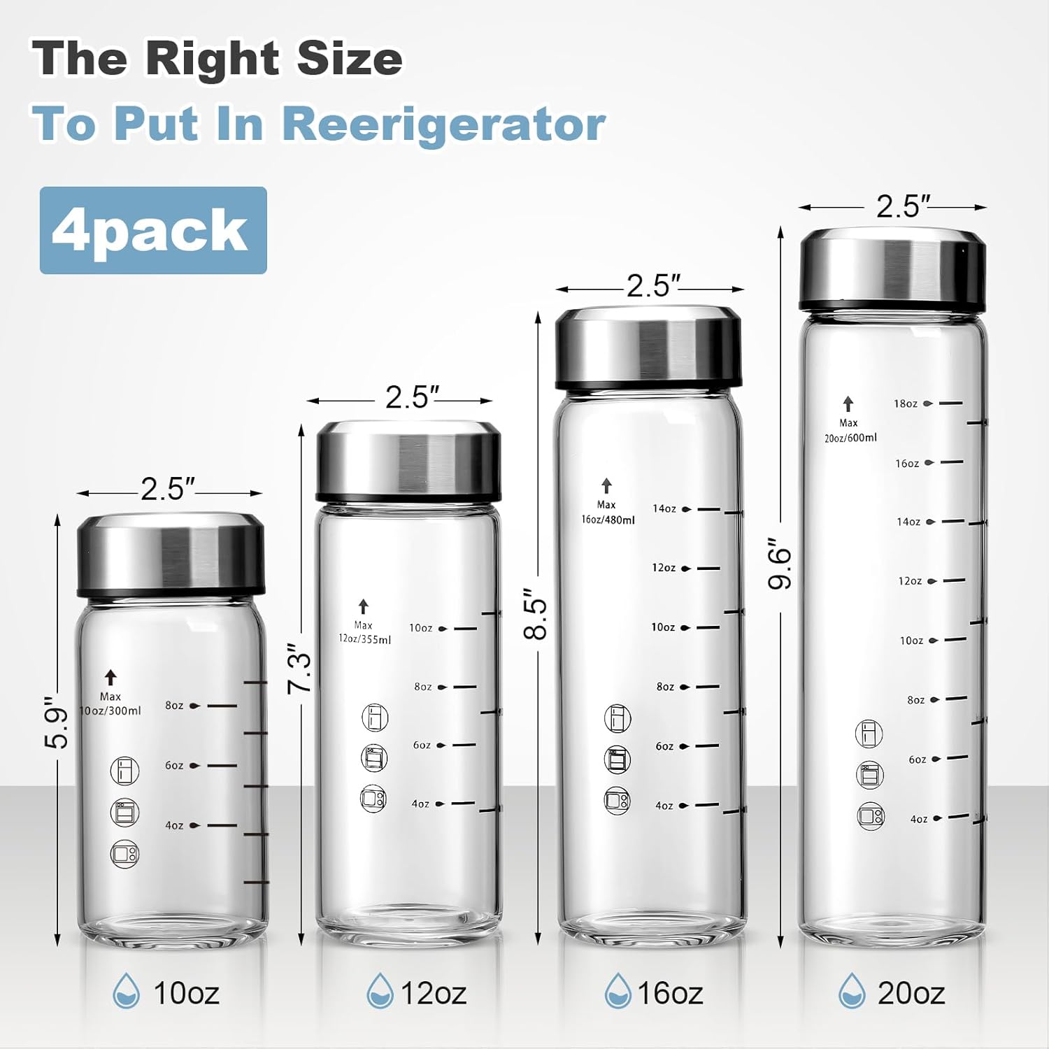 Detalle 1 de Olivego 12oz juice bottles with BPA-free lids