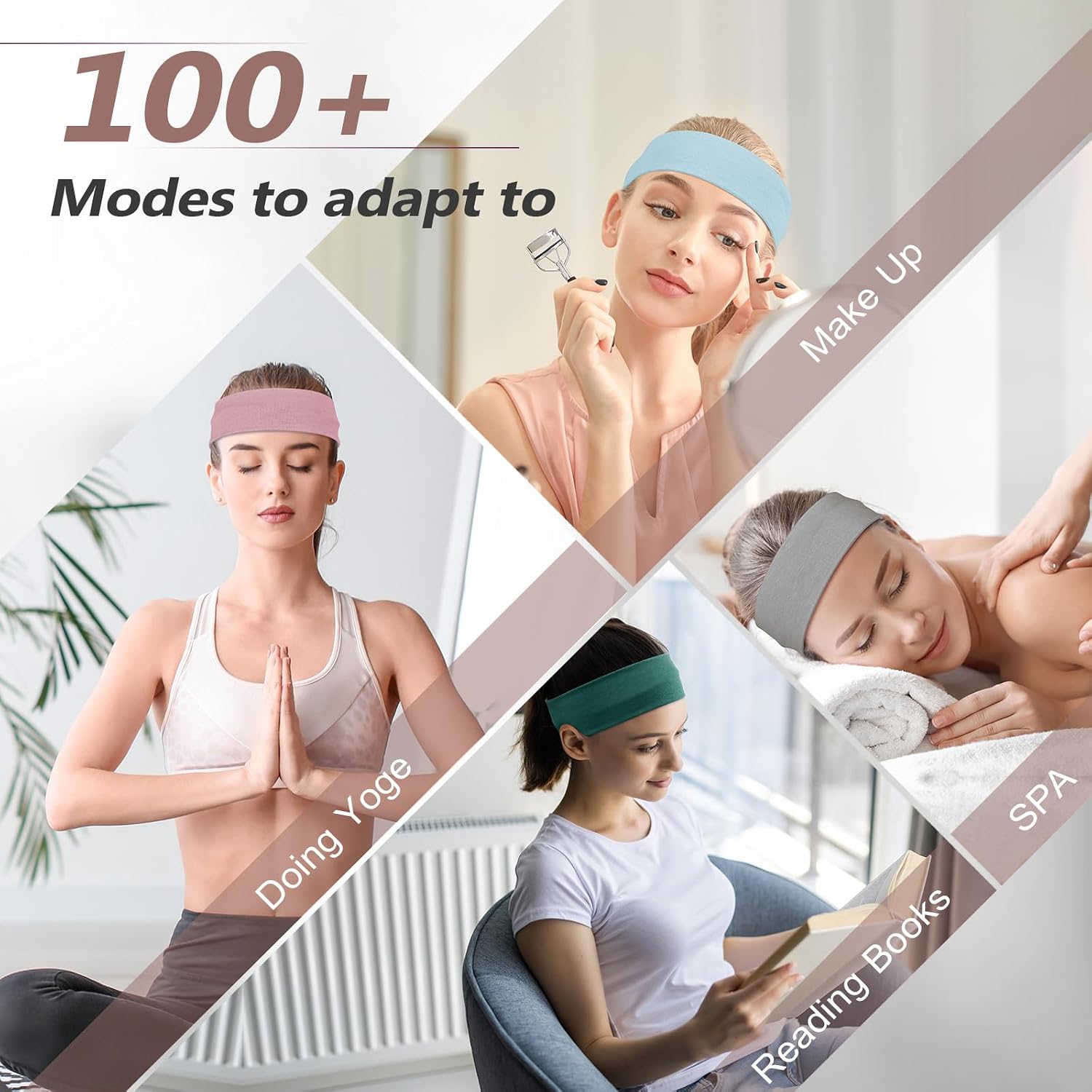 Detalle de DiyJibb Stirnbänder für Frauen (7er-Set), rutschfest & dehnbar für Sport, Yoga und Lauftraining