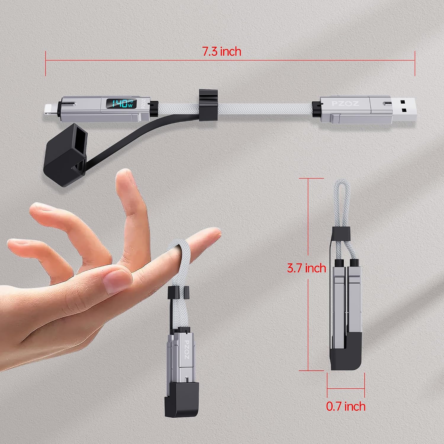 Detalle 2 de PZOZ Keychain Charger 140W USB cable