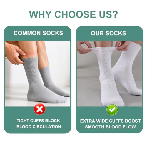 Thumbnail 2 de SockWaddles Diabetic Socks for Men & Women, 6 Pairs – Soft Top Cotton Crew with Seamless Toe (White, 12-15)