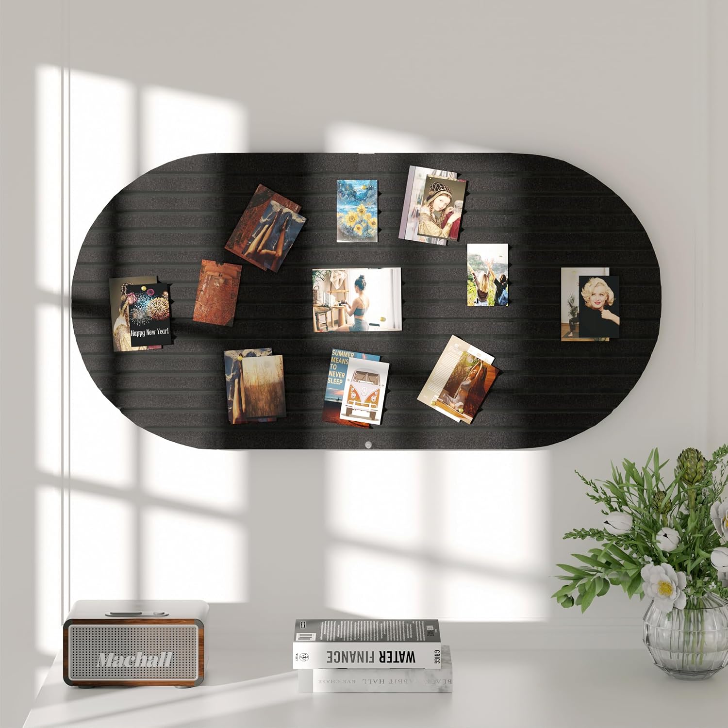 Detalle de Tohiasen Felt Bulletin Board, 47" x 24" Modular Black Felt Pin Board