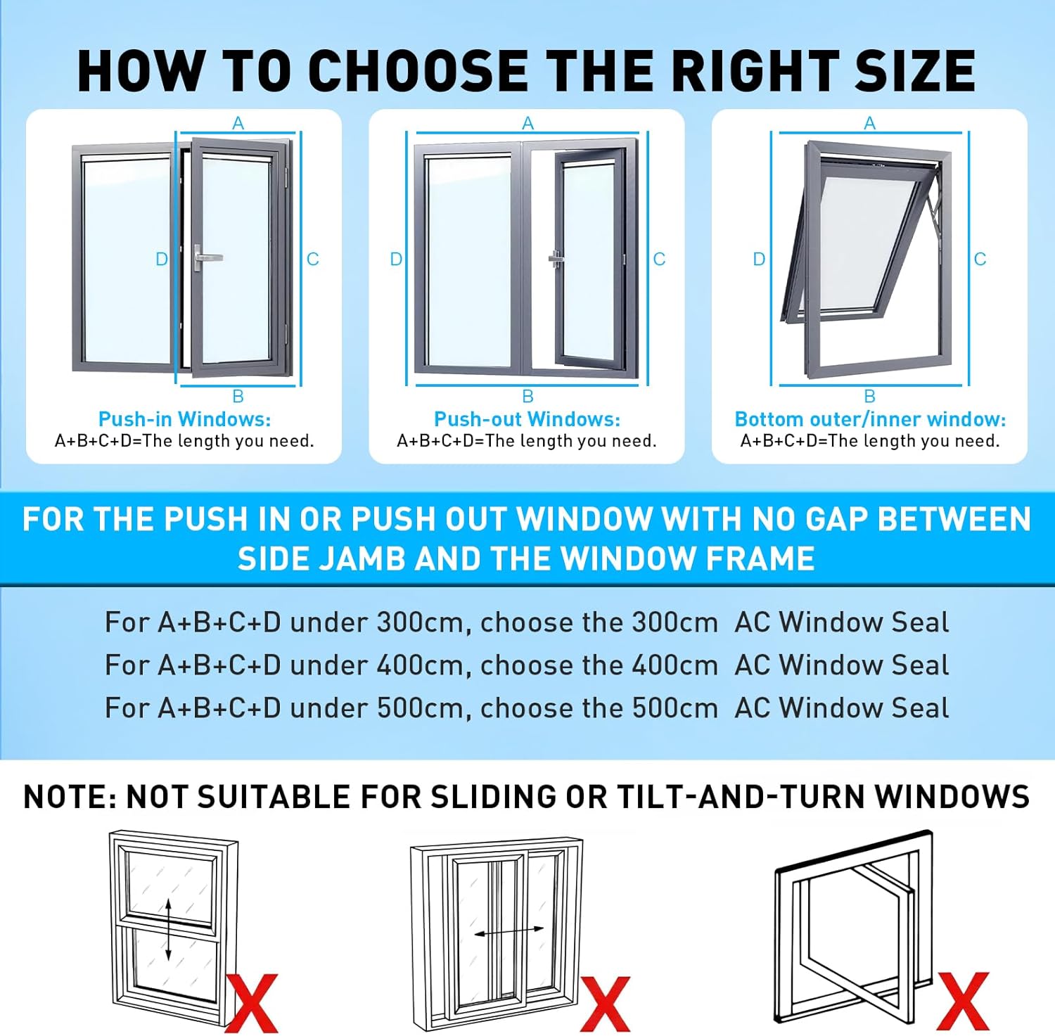 Detalle de OWYR Air Conditioner Window Seal Kit 400cm — Enhanced Adhesive, Double Zipper, Universal Fit