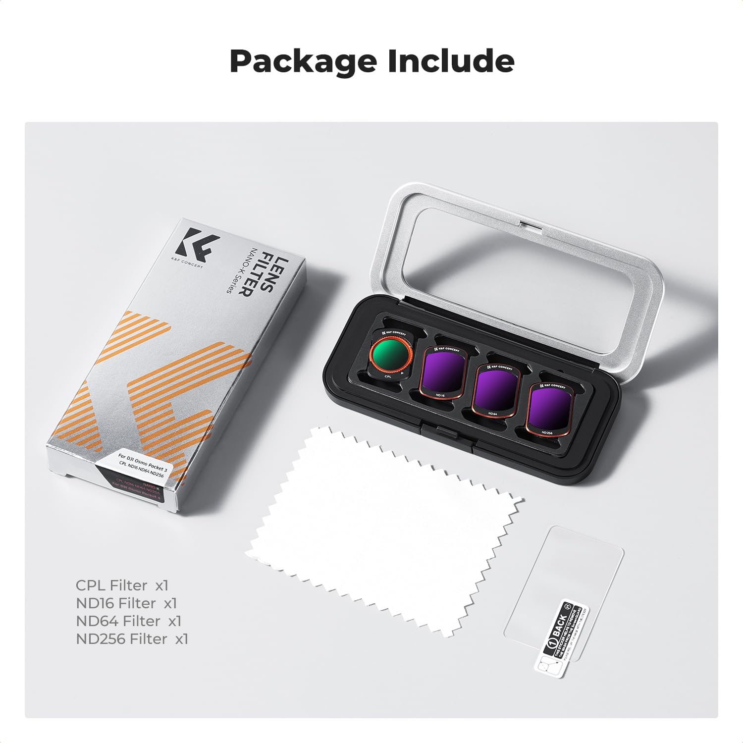 Thumbnail 5 de K&F CONCEPT HD CPL + ND16/ND64/ND256 Filter Kit for DJI Osmo Pocket 3 Creator Combo
