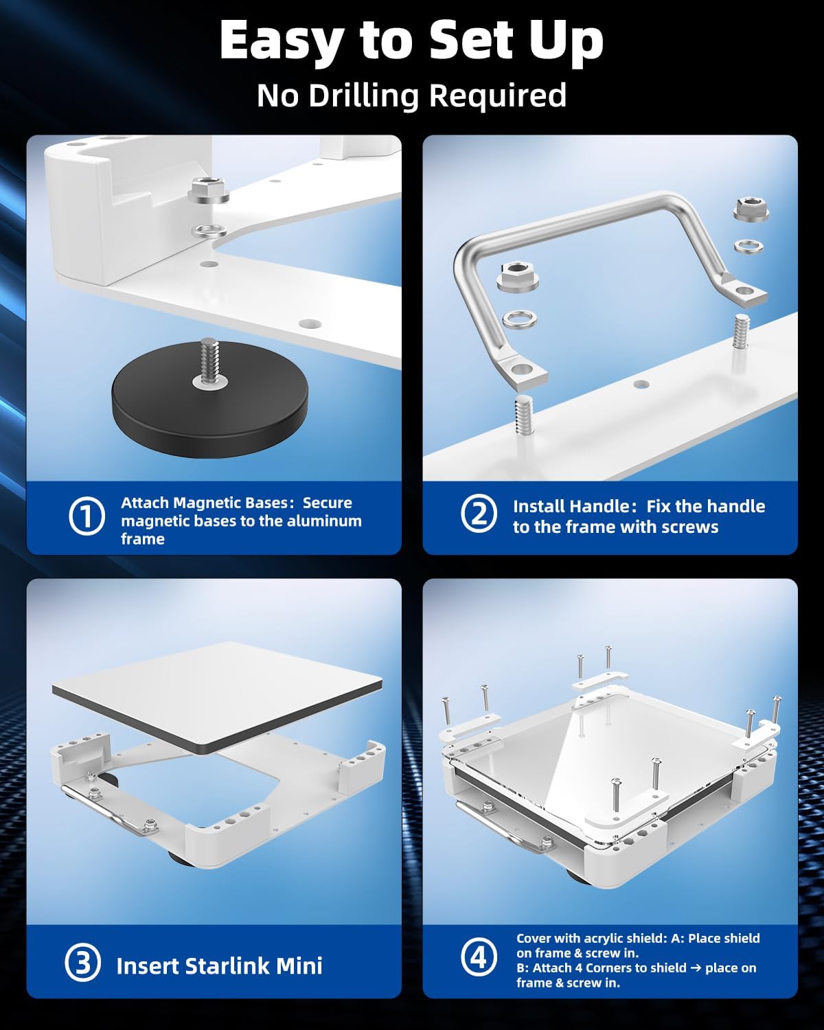 Thumbnail 5 de Starlink Mini Magnetic Roof Car Mount (Aluminum Frame with Acrylic Shield) — Weatherproof, Portable for RVs, Vans, SUVs & Boats (Silver)