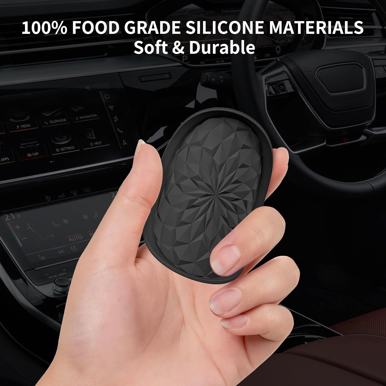 Thumbnail 5 de STLIAN Car Coasters for Cup Holders (4 Pack) – 2.75in Silicone, Non-Slip, Black