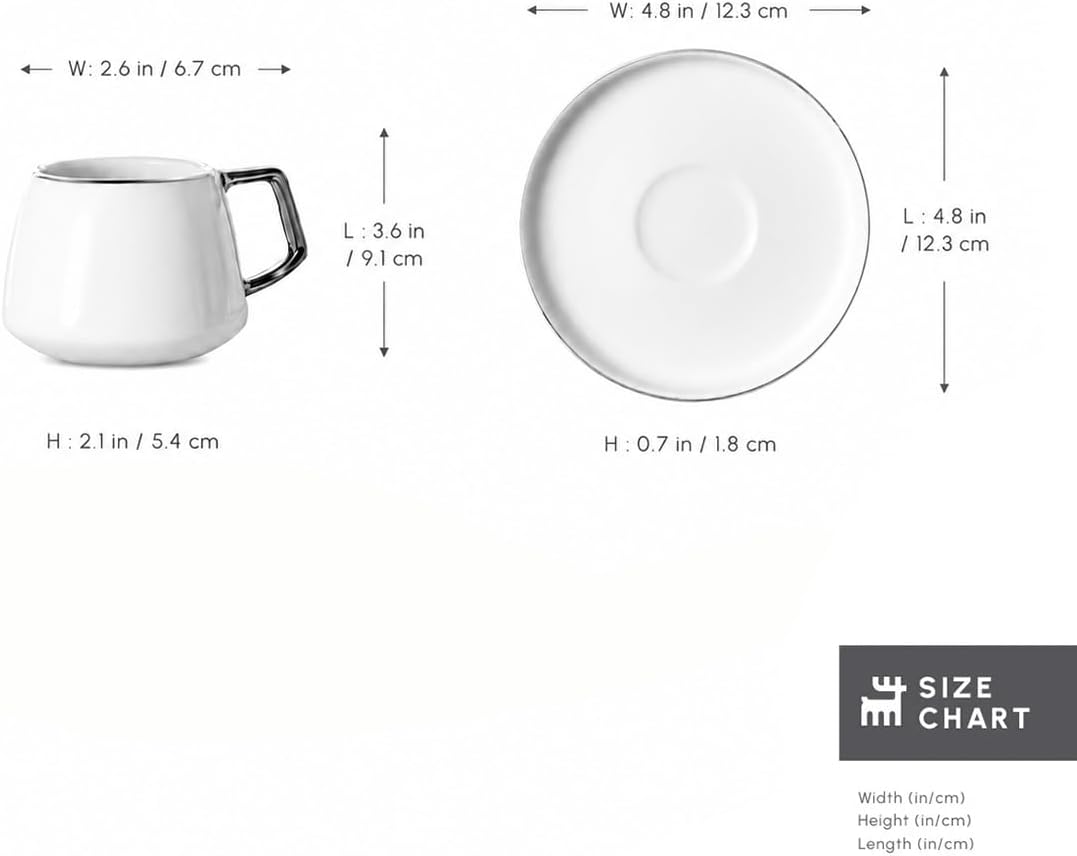 Detalle de KARACA Saturn Platin – porcelanowy zestaw filiżanek 90 ml dla 6 osób