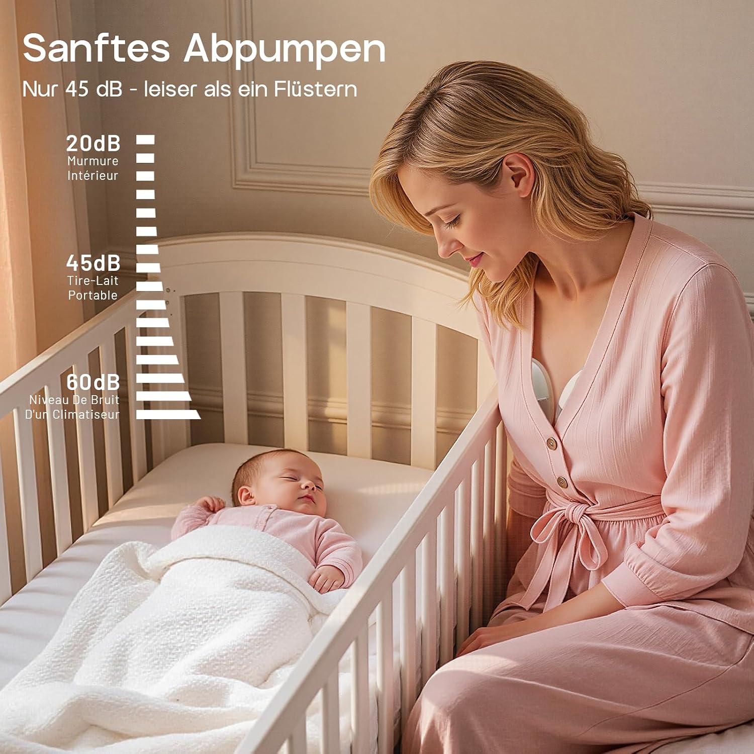 Thumbnail 3 de Milchpumpe Elektrisch, Tragbar Doppel-Milchpumpen – Handsfree, 4 Modi, 12 Stufen, BPA-frei, leise & leicht (2 Stück, 19/21/24 mm Trichter) – Ideal für neue Mamas