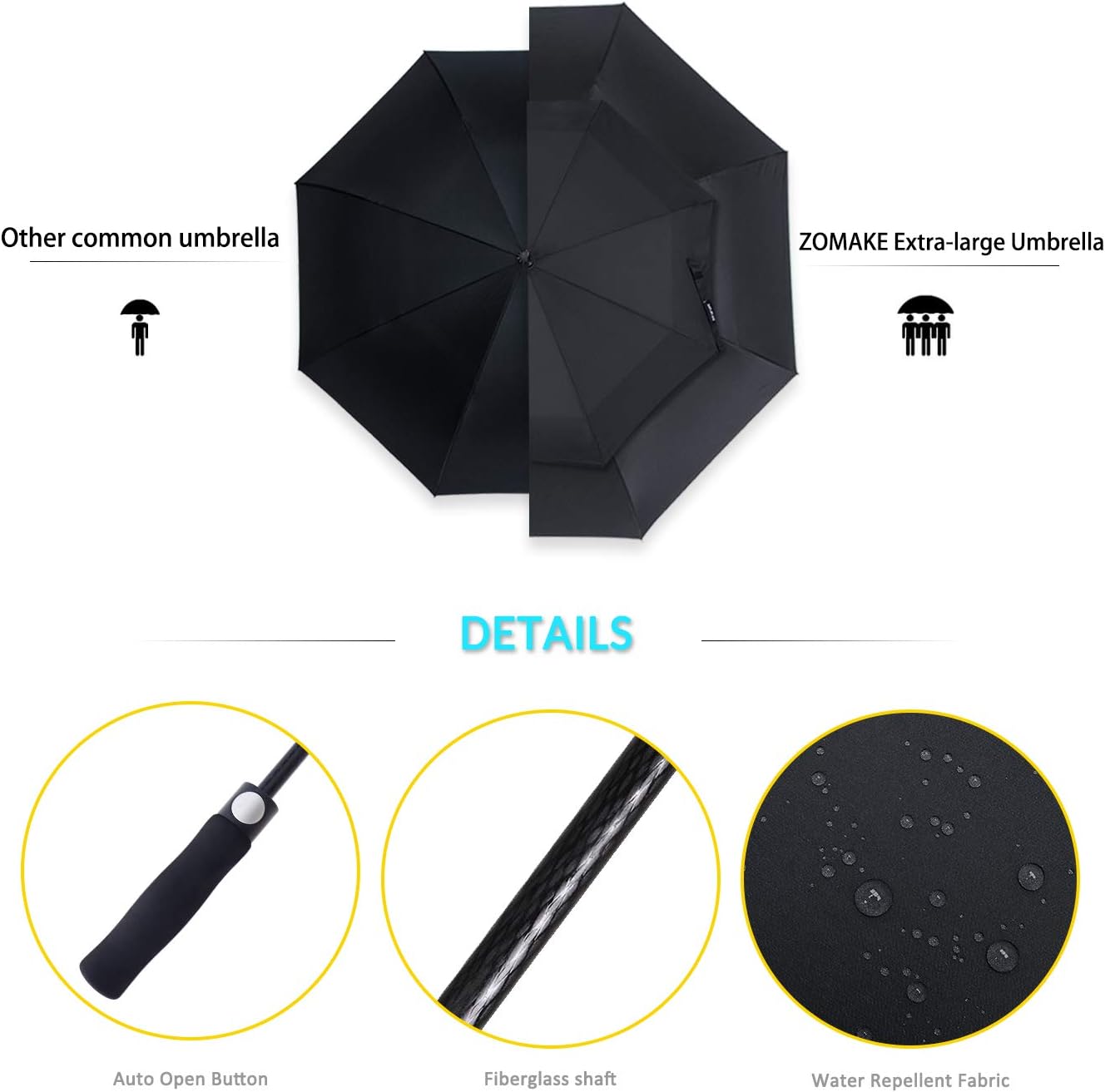 Detalle 1 de ZOMAKE ZOMAKESDJ-ZOM-TM0063-FR golfparaplu met automatische opening en dubbele luifel