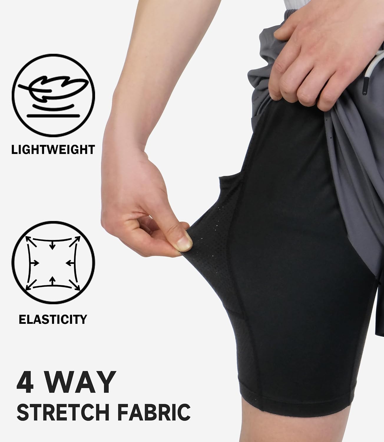 Detalle de TLAENSON Boys' 2-in-1 Running Shorts