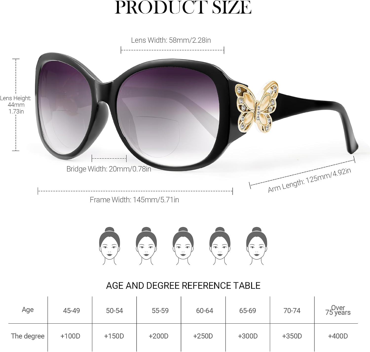 Thumbnail 5 de JM Classic Bifocal Reading Sunglasses for Women – Vintage Outdoor Readers