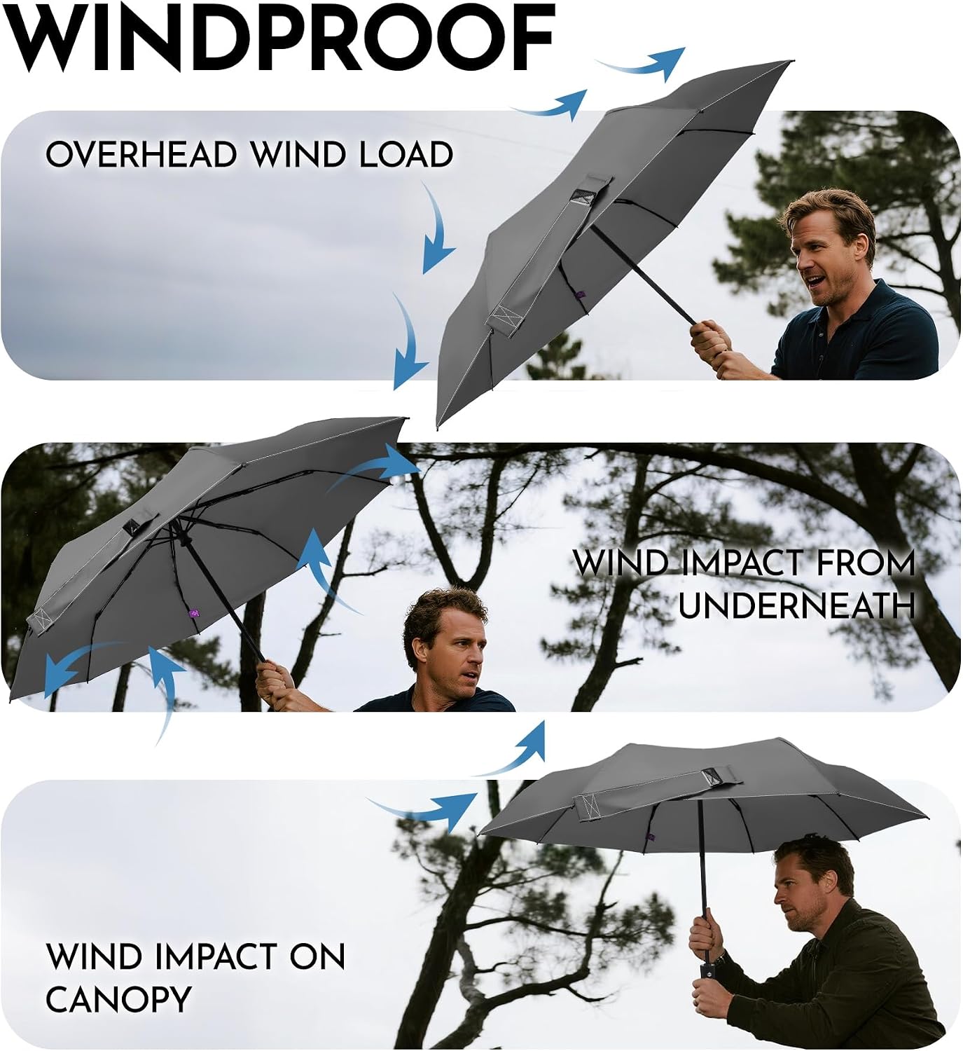 Thumbnail 6 de LILAC Windproof Automatic Umbrella, Strong 7 Ribs Compact Travel Brolly