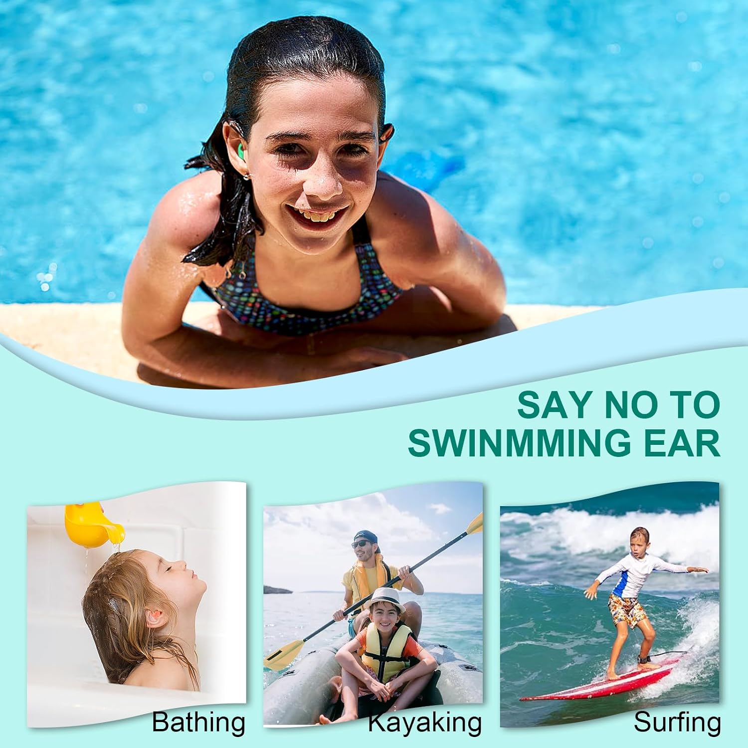 Thumbnail 4 de Kids Swimming Ear Plugs (3 Pairs) – Reusable Silicone Ear Protection for 4–12 Years