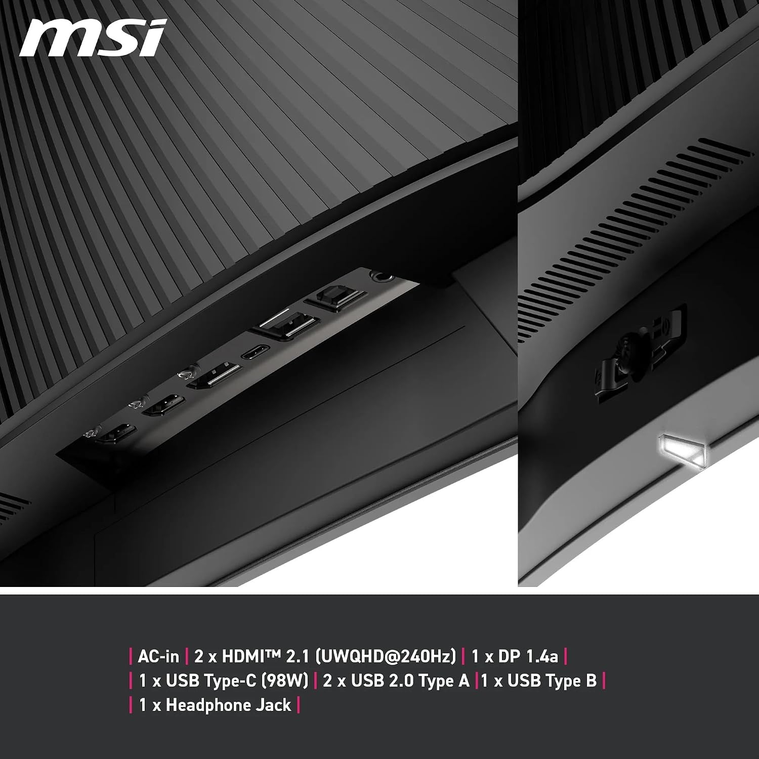 Detalle 2 de MSI MPG 341CQPX QD-OLED 34-inch UWQHD curved gaming monitor (3440 x 1440, 240Hz)