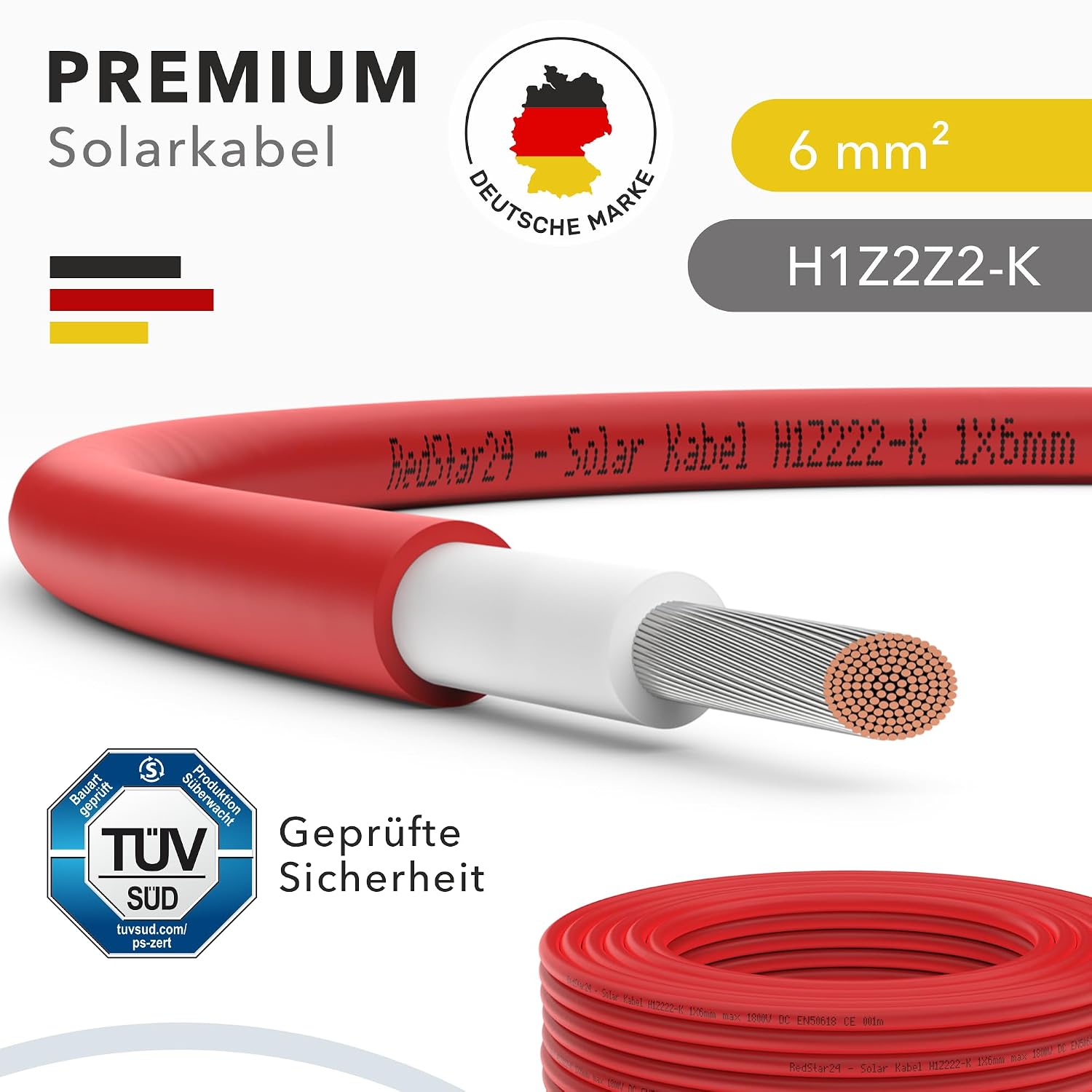 Detalle 2 de RedStar24 Premium Solarkabel 6mm² 50m