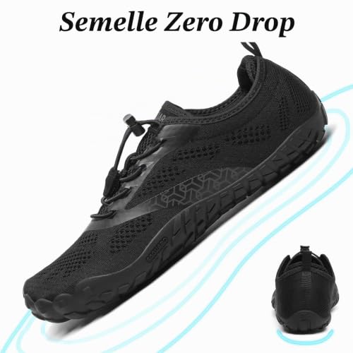 Detalle de SAGUARO Chaussures de Trail Minimalistes – Noir Charbon, 47 EU